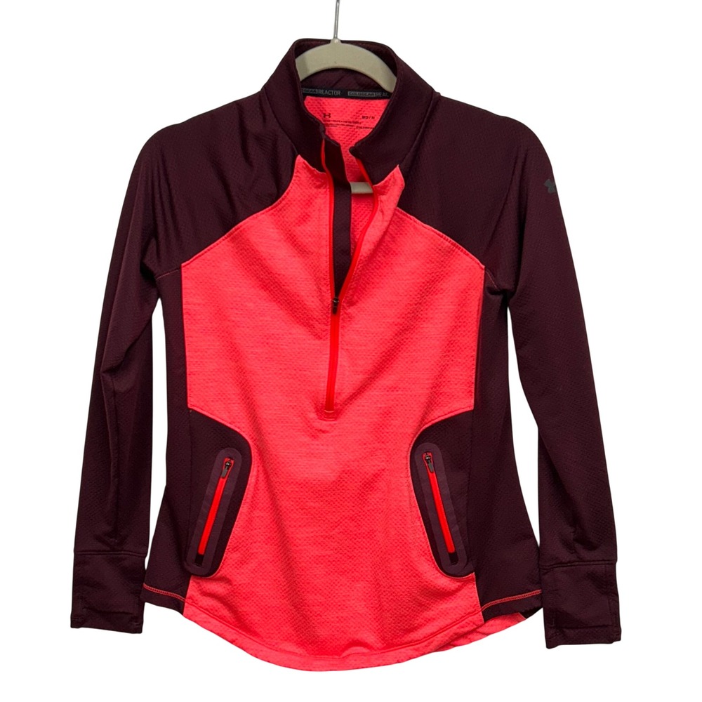 Under Armour ColdGear Reactor Half Zip Pullover Womens Medium Burgundy Coral